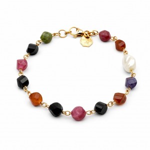 Bracciale Giada Multicolore e Perla Barocca