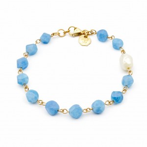 Bracciale Giada Azzurra e Perla Barocca