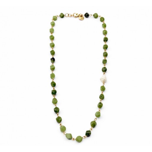 Green Jade and Baroque Pearl Necklace