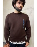 Pull marron à franges