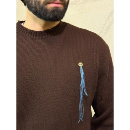 Maglione marrone con frange