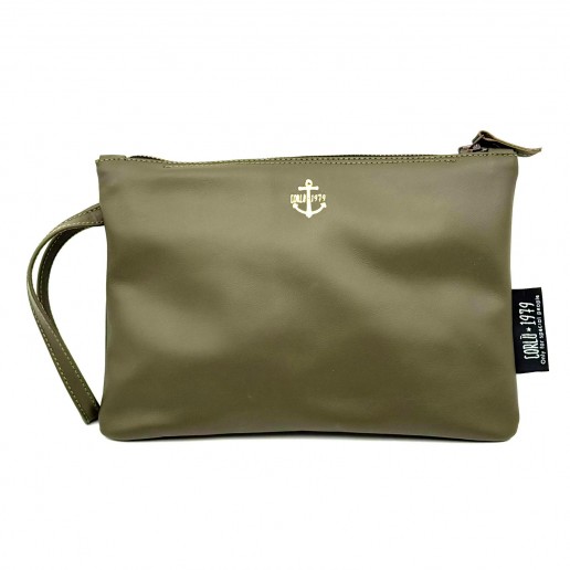 Pochette en cuir vert