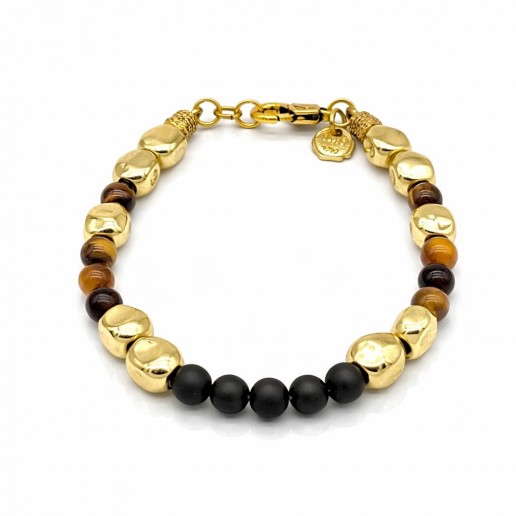 ISLAND TIGER'S EYE and SATIN ONYX BRACELET
