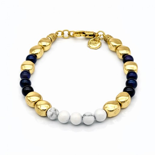 ISLAND LAPIS LAZULI AND WHITE AGATE BRACELET
