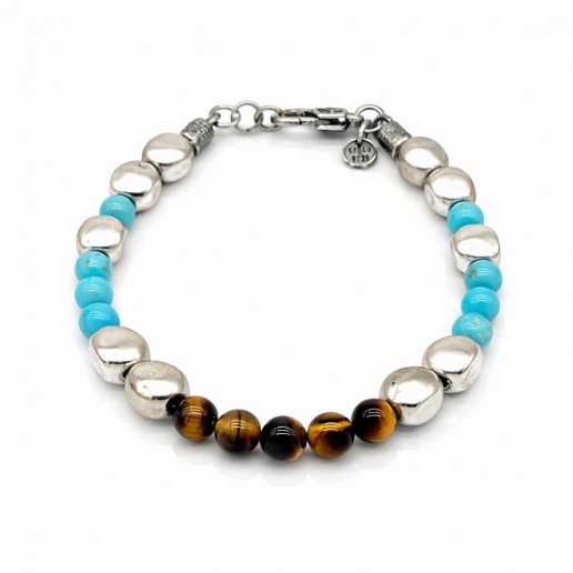 BRACCIALE ISLAND Turchese e Occhio di Tigre