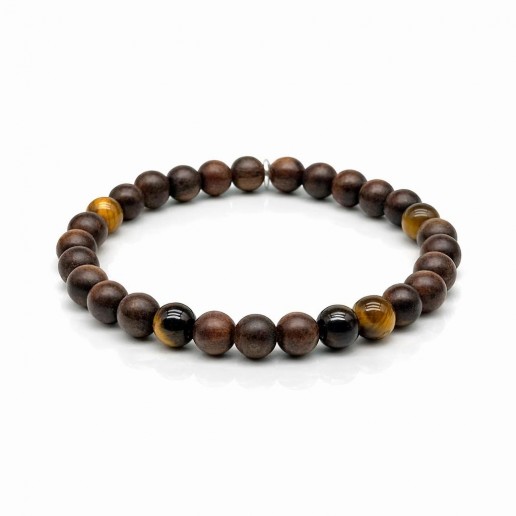 BRACCIALE LEGNO E OCCHIO DI TIGRE