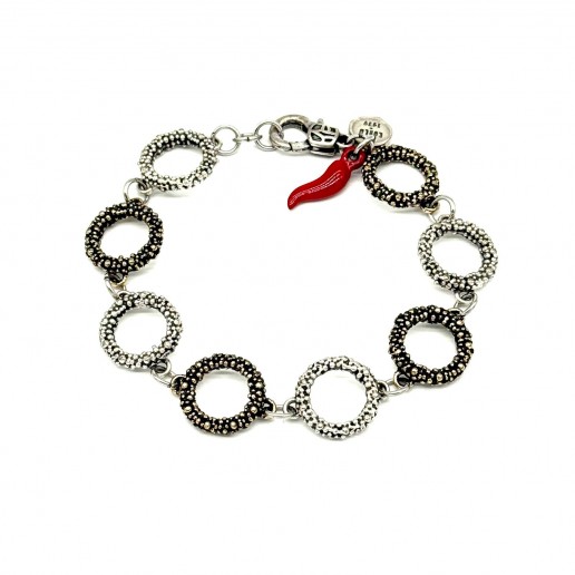 BRACCIALE CERCHI PUNTINATI Argento e ORO