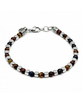BRACCIALE EMATITE e OCCHIO DI TIGRE MULTICOLOR