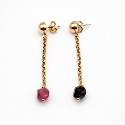 Boucles d'oreilles en pierre de jade multicolore