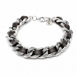 Bracciale catena con pelle passante 
