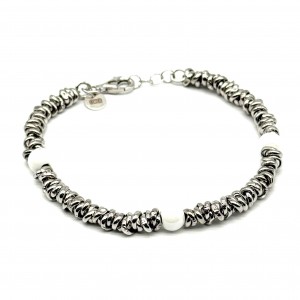 Bracciale anellini e ceramica 
