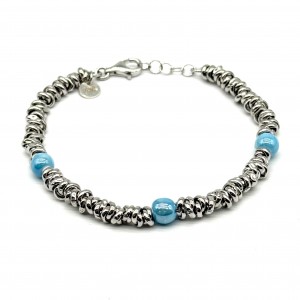 Bracciale anellini e ceramica 