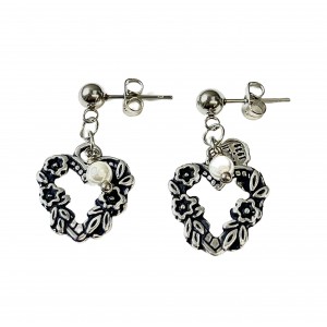 Flowered Heart earrings with pearl
