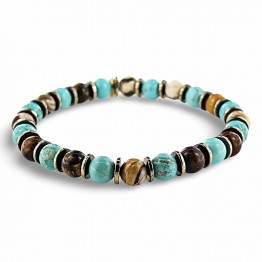 Fossil Agate and Turquoise Aulite Bracelet