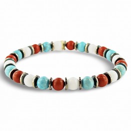 Turquoise aulite Bracelet, Coral, White Agate