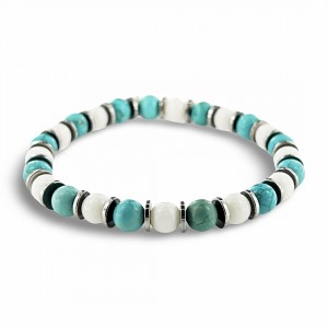 Turquoise Aulite and White Agate bracelet