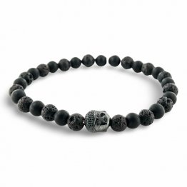 Buddha bracelet with lava stone and satin onyx
