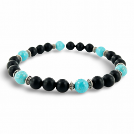 Satin onyx and turquoise bracelet