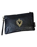 Big leather clutch bag with Sacred Heart