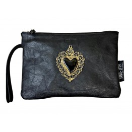 Small leather clutch bag with Sacred Heart