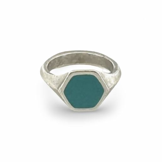 Turquoise hexagonal ring