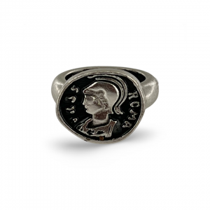 Roman Coin Ring, Plated in 925% Silver