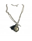 Gold Sacred Heart necklace + cross + tassel
