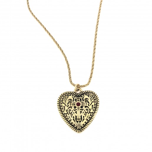 Heart-Cross necklace with cut chain