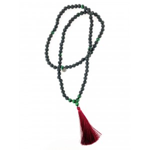 Collana Mala Pietra Lavica - Occhio di Tigre Verde