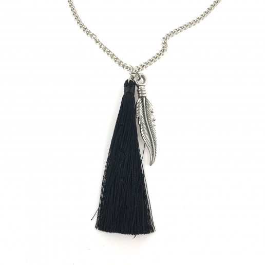FEATHER AND MAP NECKLACE