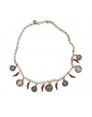 Roman coins necklace with horns