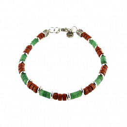 Red jasper and jade bracelet