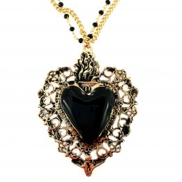 Big Gold Sacred Heart Necklace