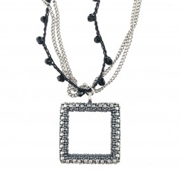 Studded square necklace