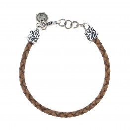 Camel braided leather bracelet