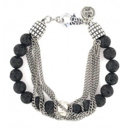 Lava stone bracelet + 5 thread chain