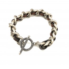 Chain bracelet with leather loop