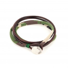 Leather bracelet with camouflage lycra
