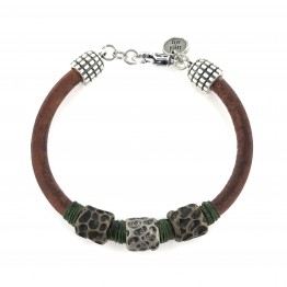 Leather Bracelet with hammered bushings