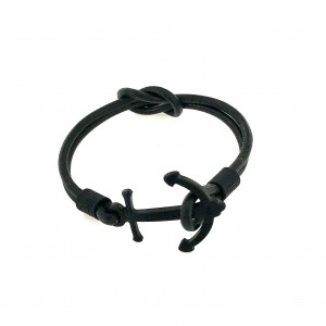 Reek Knot Anchor black leather bracelet