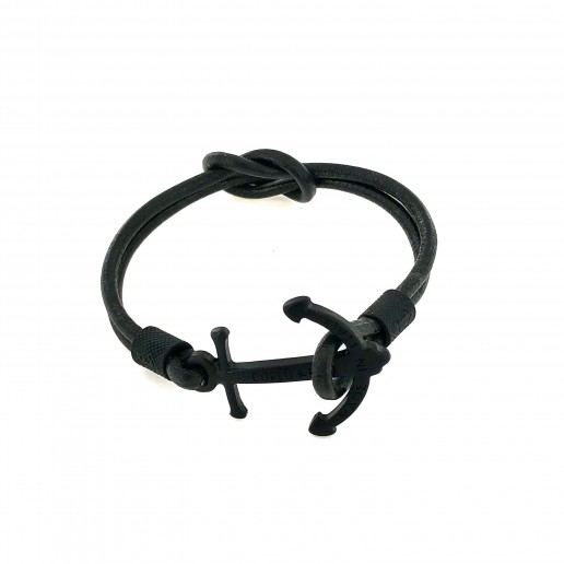BRACCIALE  Reek Knot Ancora Cuoio Nero
