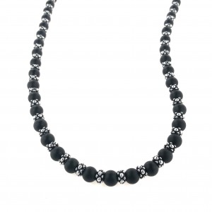 NECKLACE Satin Onyx with Dotted Elements