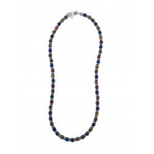 COLLANA OCCHIO DI TIGRE MULTICOLOR ED ELEMENTI PUNTINATI 