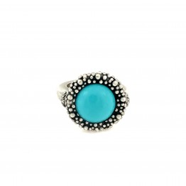 Round Dotted Ring with Turquoise Stone