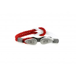 Bollard bracelet White-Red silver