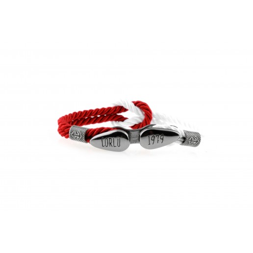 PULSERA BITTA Blanco-Rojo Gunmetal