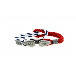 Bollard bracelet White Blue-Red silver