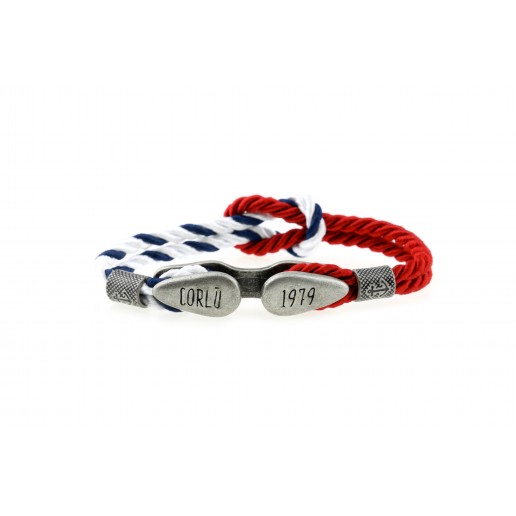 Bollard bracelet White Blue-Red silver