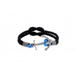 Anchor bracelet Silver Black Shock Blue