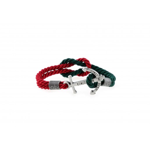 Anchor bracelet Red-Green Silver
